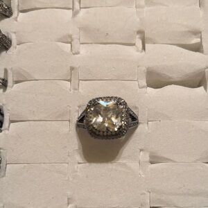 CZ on Hematite Women's Ring